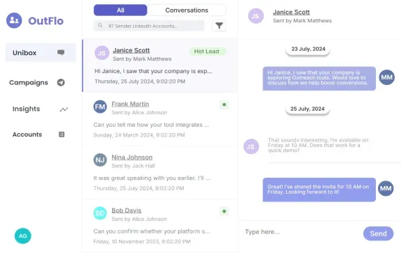 OutFlo Dashboard Interface